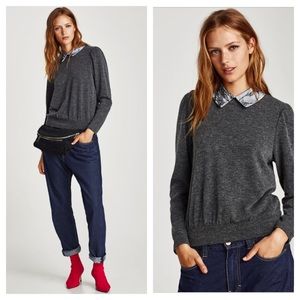 NWT Zara Sweater with contrasting collar